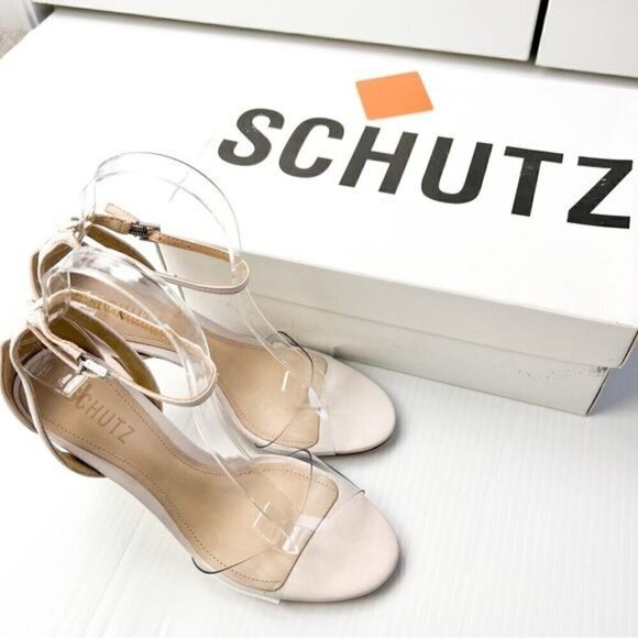 Schutz Womens neutral May Ankle Strap Open Toe Heels Womens Size 7.5 - Picture 14 of 16